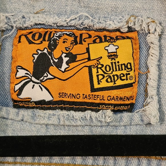 Rolling Paper men's distressed denim jean jacket light wash Piant Splat Size L - Picture 15 of 16